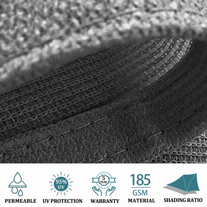 Shade&Beyond 12'x12' Sun Shade Sails Curved Canopy Rectangular Dark Grey 185GSM Shade Sail Permeable for Patio Deck Yard Backyard, (We Make Custom Size) - Image 3